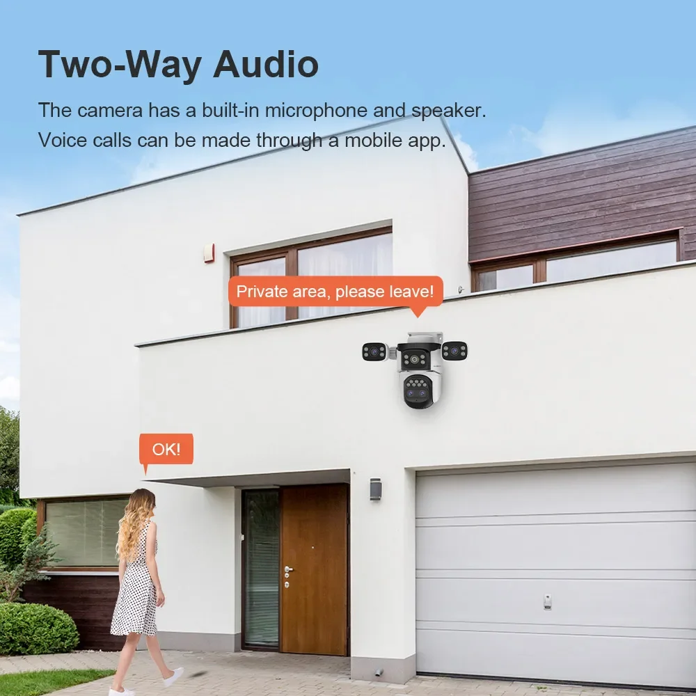 LS VISION 20MP Outdoor WiFi Camera 10X Zoom Four Screen Home Surveillance IP Cam PTZ Auto Tracking IP66 Security Camera CCTV