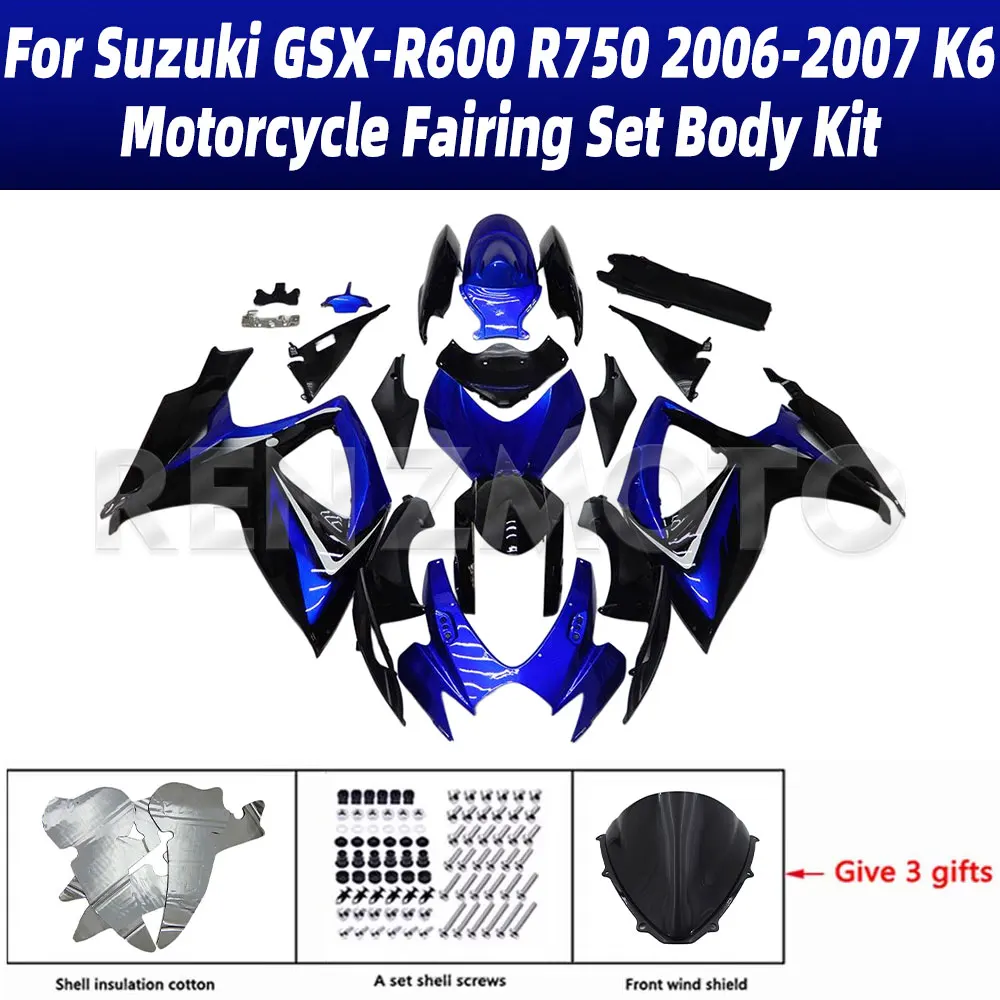 

ABS Plastic For Suzuki GSX-R600 R750 2006-2007 K6 In Stock Motorcycle Fairing Set Body Kit Plastic Guard Plate Accessories Shell