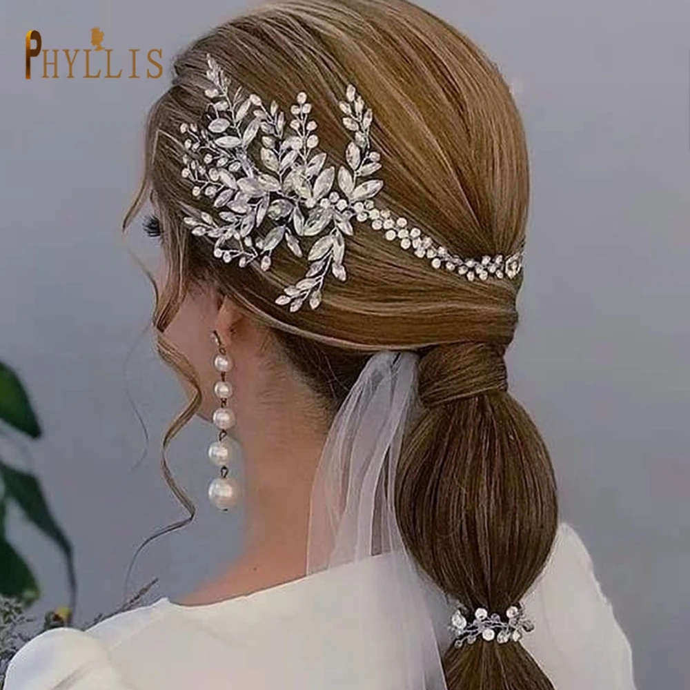 A460 Rhinestone Bride Headwear Wedding Hair Accessories Crystal Bridal Tiaras Hairbands Bridesmaid Diamante Statement  Headpiece