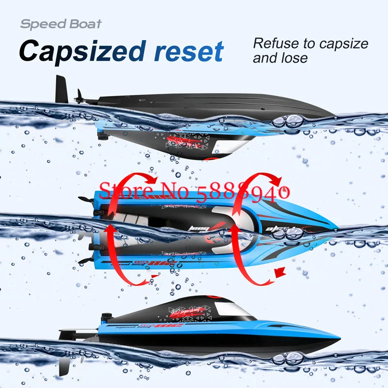 40KM Waterproof Smart Alarm High Speed RC Boat 2.4G 200M Capsized Reset Speed Adjust Summer Water Remote Control Speedboat Toy