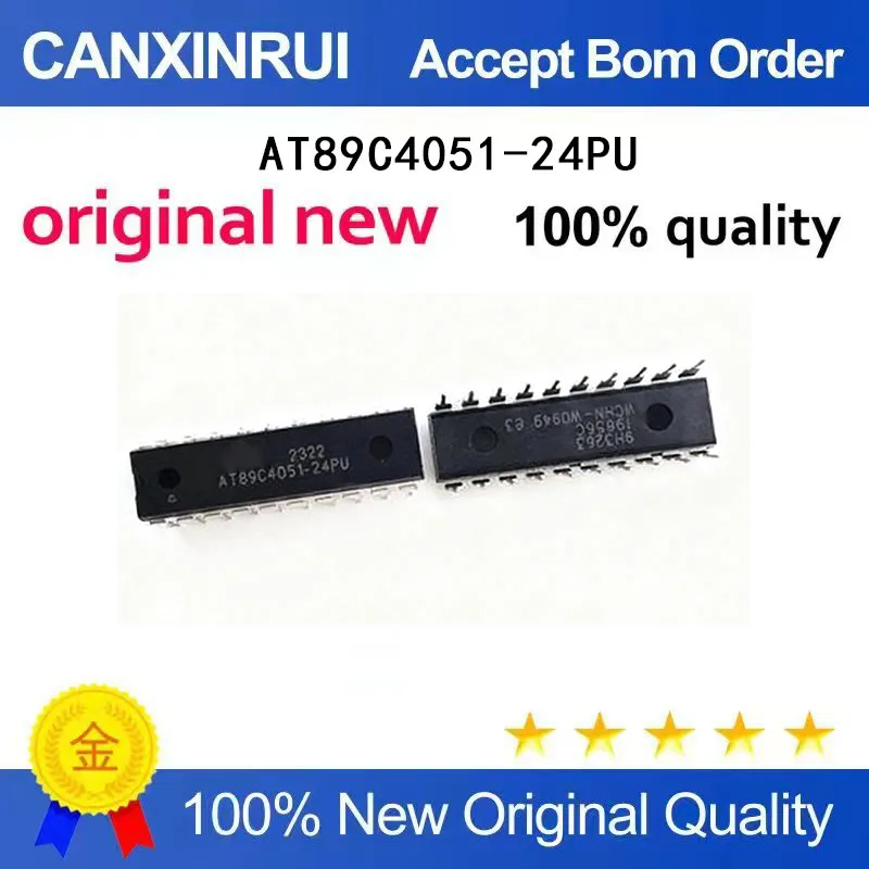 (5-100pieces)AT89C4051 AT89C4051-24PU Microcontroller DIP-20 In-stock Chip IC, Starting from One Piece