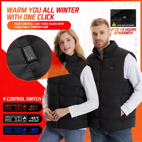 에어리어 21 발열 조끼 남녀공용 따뜻한 조끼 USB 발열 남성 재킷 겨울 발열 조끼 스키 및 하이킹 발열 재킷