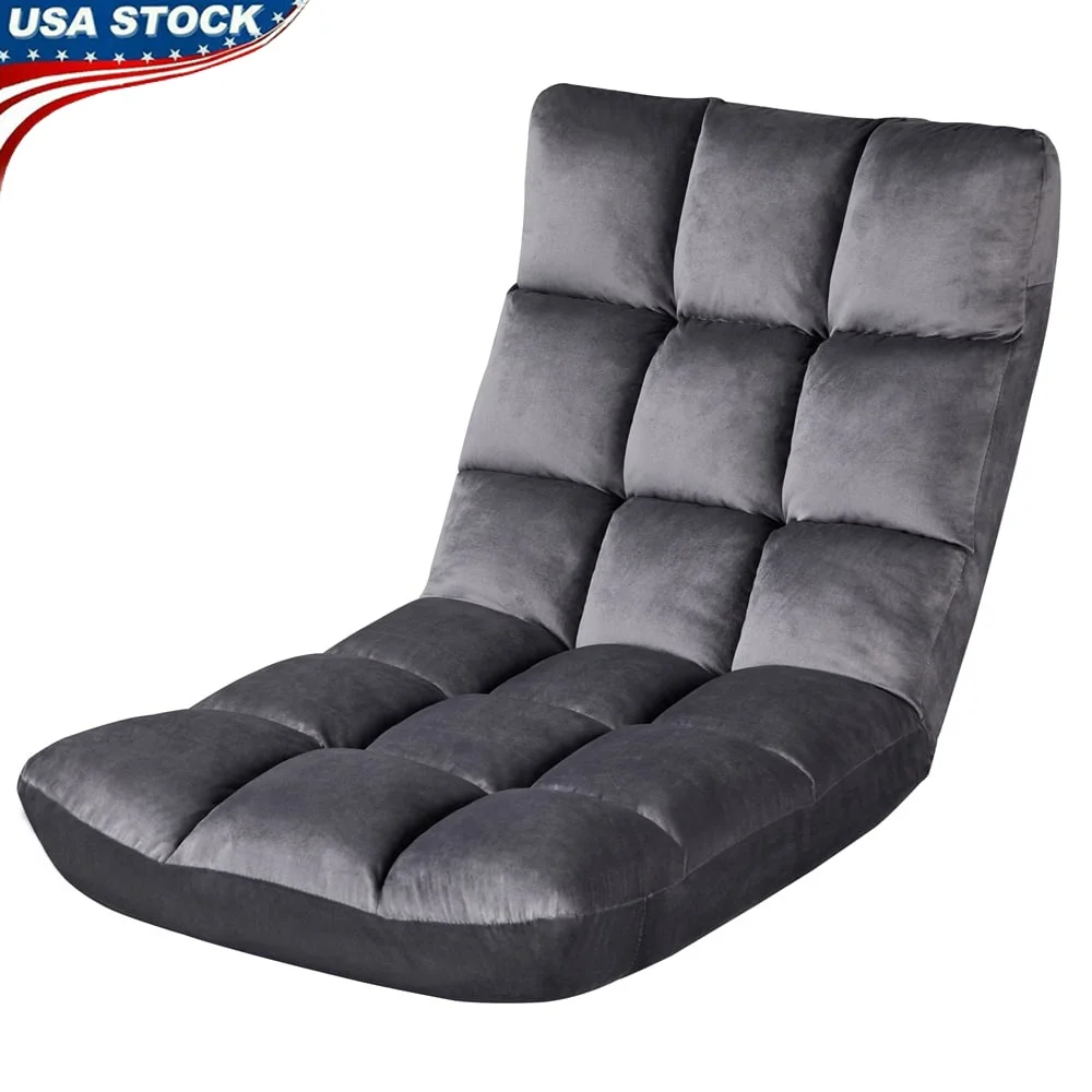 

Adjustable 14-Position Folding Floor Chair Gaming Sofa Space Saving Plush Foam Durable Comfortable Apartments Dorms Game Rooms