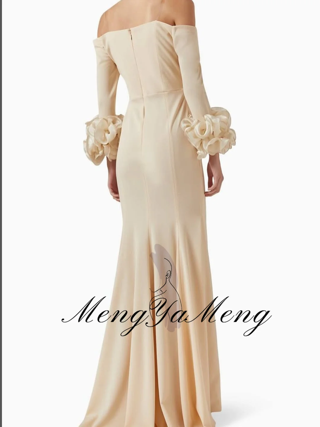 ZHUISHU Boat Neck Long Sleeves Pleated Evening Gown Floor-Length Elegant Special Occasion Dresses Women Customized Party Dresses