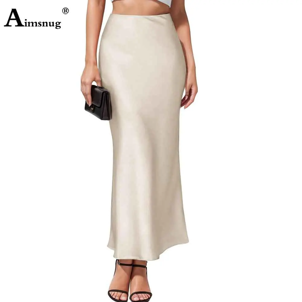 2023 französisch Luxus Imitation Seide Röcke Kleider Frauen Elegante Formale Party Lange Röcke Weibliche High Cut Rock Maxi Böden Neue