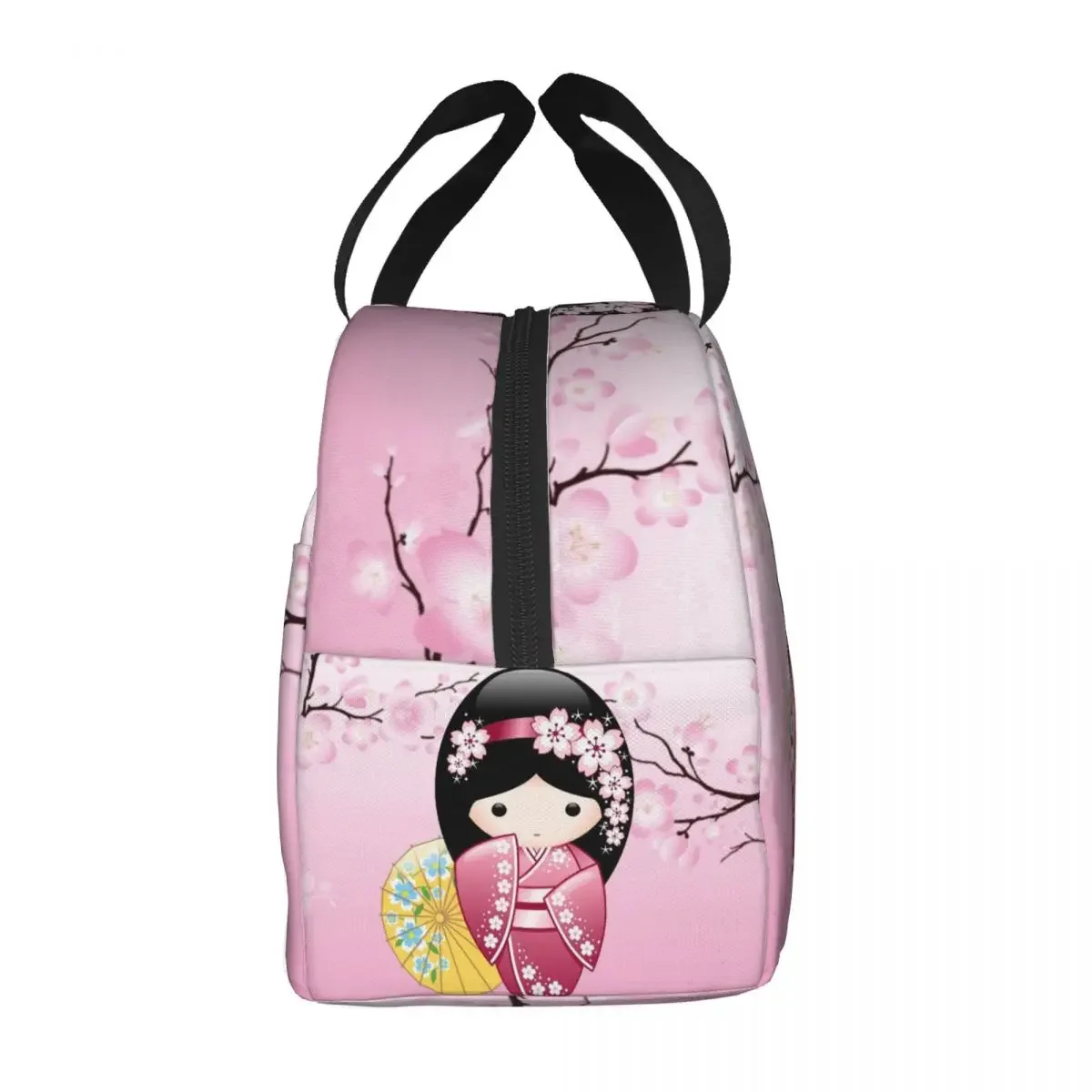 Custom Kawaii Kokeshi Doll Lunch Bag Women Warm Cooler Insulated Lunch Container Box for Kids School Work Picnic Food Tote Bags