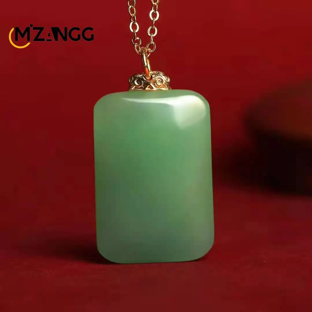 Natural Dongling Jade Ping An Brand Pendant Cabbage Jade Bead Necklace Chinese Carving Fashion Charm Jewelry for Men and Women