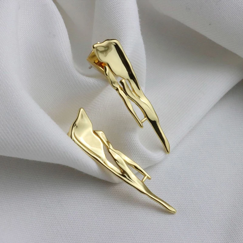 European And American Fashion Exaggerated Metal Geometry Lava Stud Earrings Classic Luxury Contracted Irregular Earrings