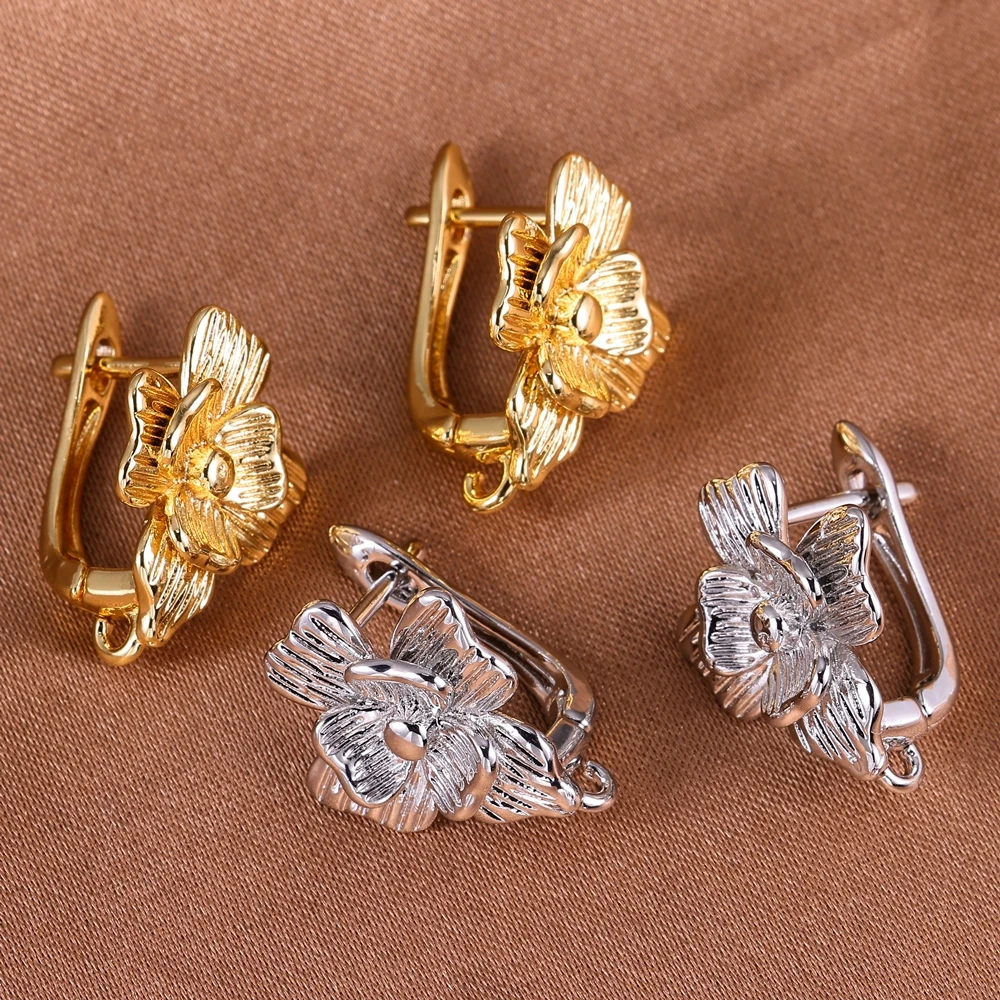 Juya handgefertigte 18K vergoldete Kupfer-Shvenzy-Basisverbinder, Schnallenverschlüsse, Ohrringhaken für DIY Damen-Anhänger-Ohrringe – Detail 2