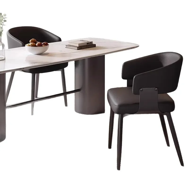 Dining Table and Chairs Italian Minimalist New Light Luxury High-end Home Backrest Stool Medieval Backrest Chair view 6