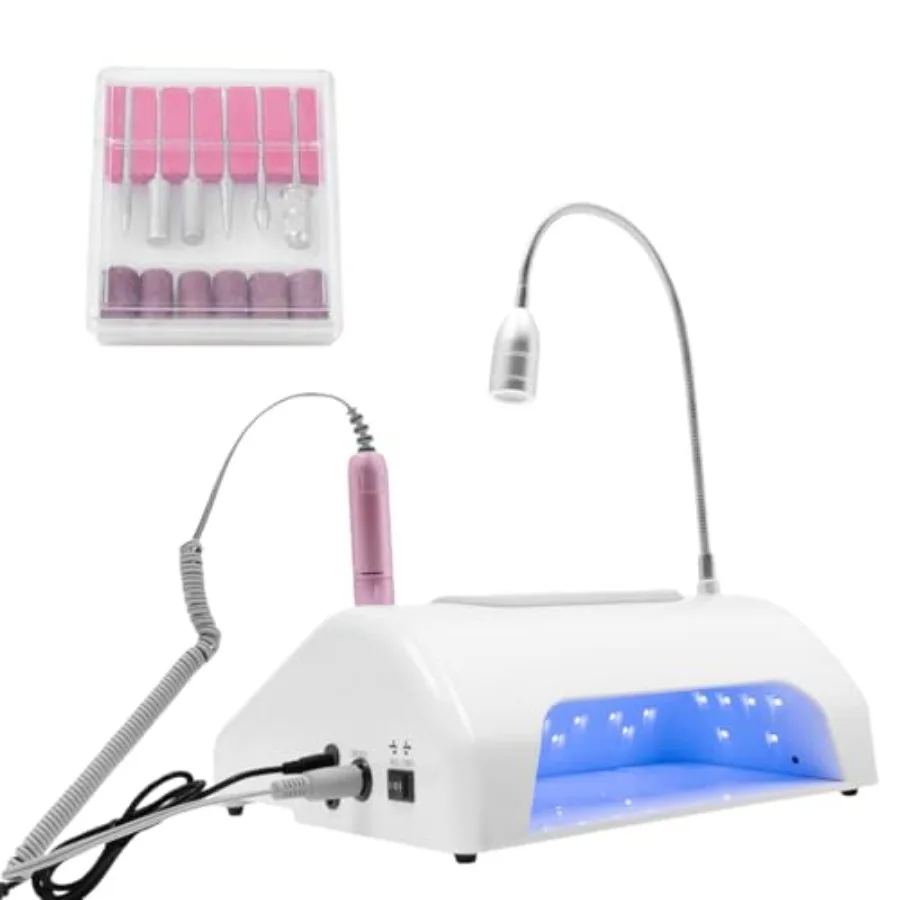

Многофункциональная лампа для маникюра 5-в-1 с электрической пилкой для ногтей 30000 об/мин и пылесборником для УФ/LED-ламп, настольная LED-лампа, малошумная, профессиональная.