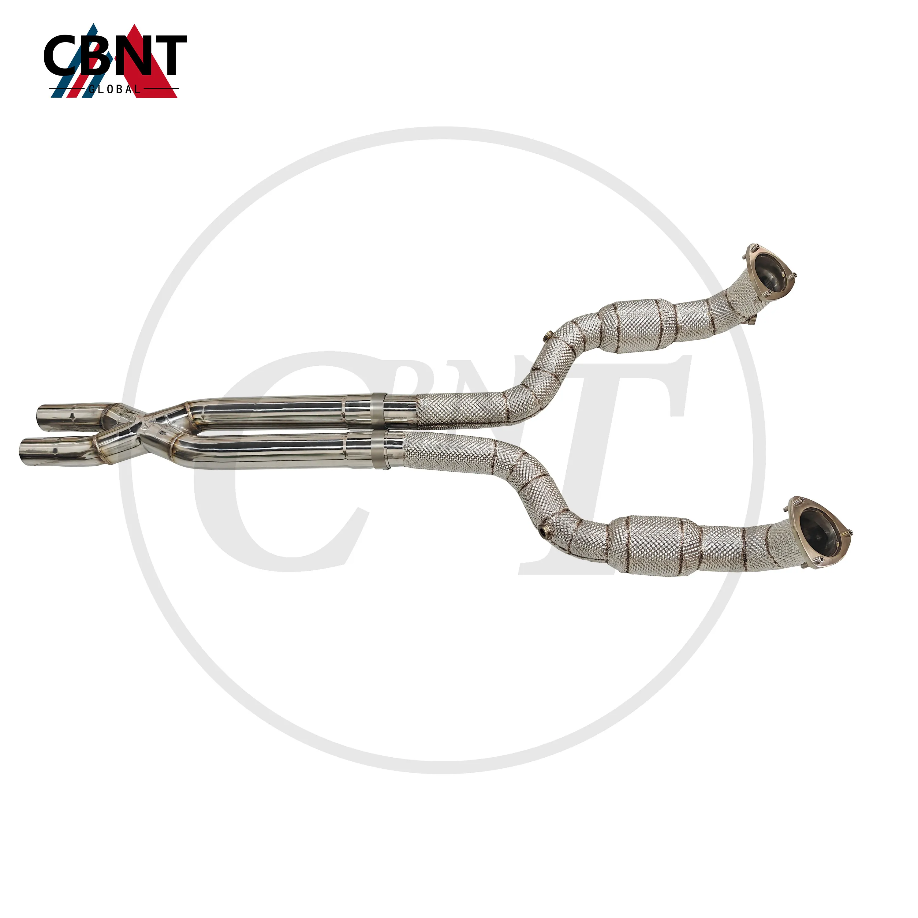 

CBNT Downpipe with Catalytic Converter & X Middle Pipe for Maserati Gran Turismo GT 4.7L 2008-2024 Exhaust Header Exhaust-Pipe