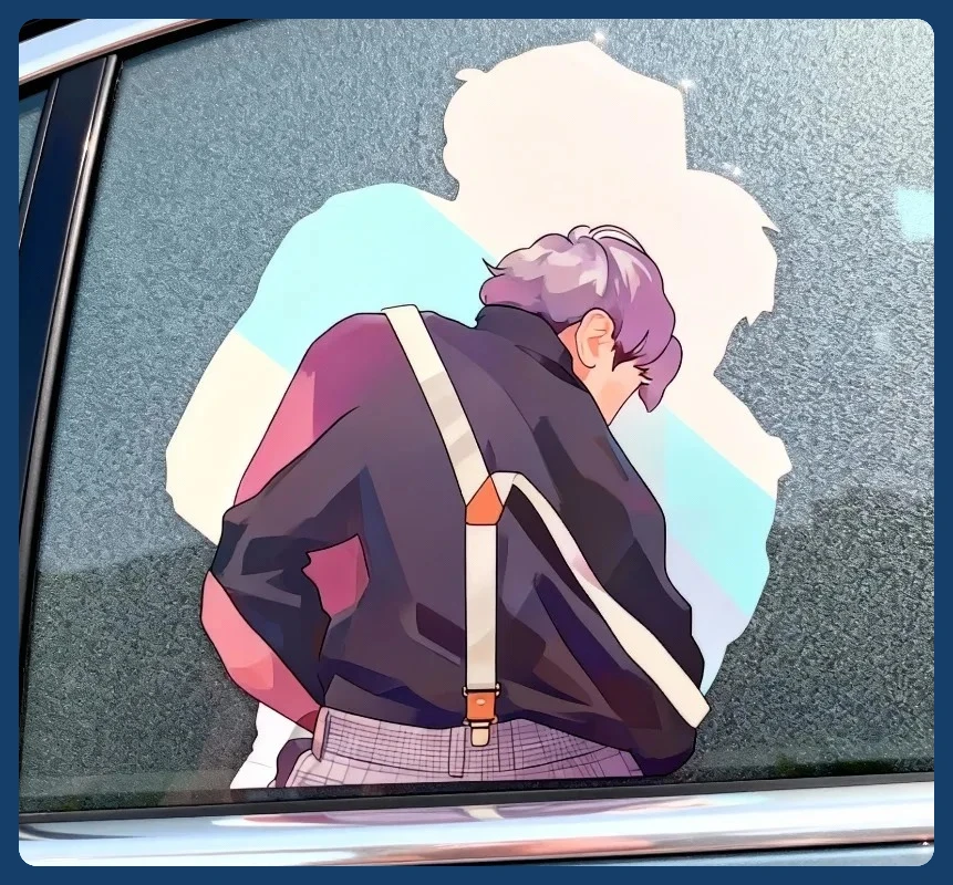 

Matte KUN Fan Art Sticker 12x14cm 1/2 Pcs - Waterproof Universal Decor Accessory for Car & Refrigerator