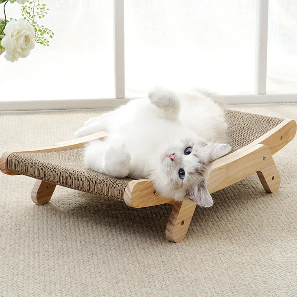 Vertical Deformable Cat Scratcher Cardboard With Solid Wooden Frame Kitten Scrapers Scratching Bed Reversible Pet Furniture Sofa