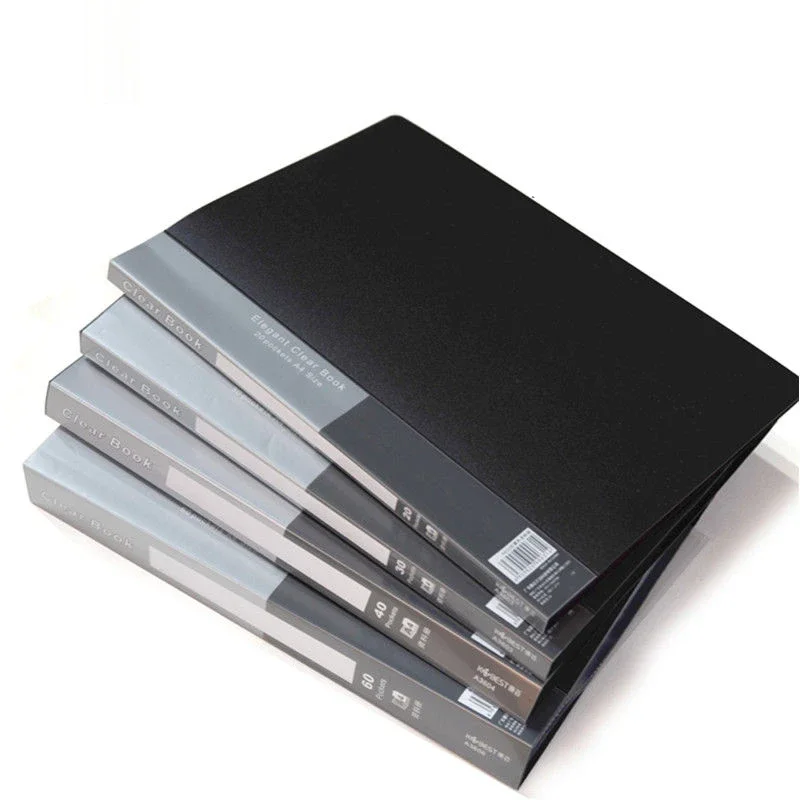 A4 حقيبة ملفات سوداء 20 30 40 60 صفحة كتاب البيانات سعة كبيرة الملفات مجلد معلومات كتيب القرطاسية مكتب اللوازم المدرسية #4