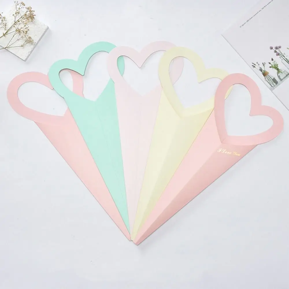 

10pcs Romantic Heart Single Flower Box Paper DIY Bouquet Packaging Box Portable Hand-held Flower Box Wedding Birthday Party