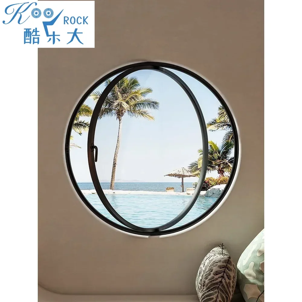 

Customized Round glass window, Iron window frame moon Indoor anti peeping Attic Landscape Art Window