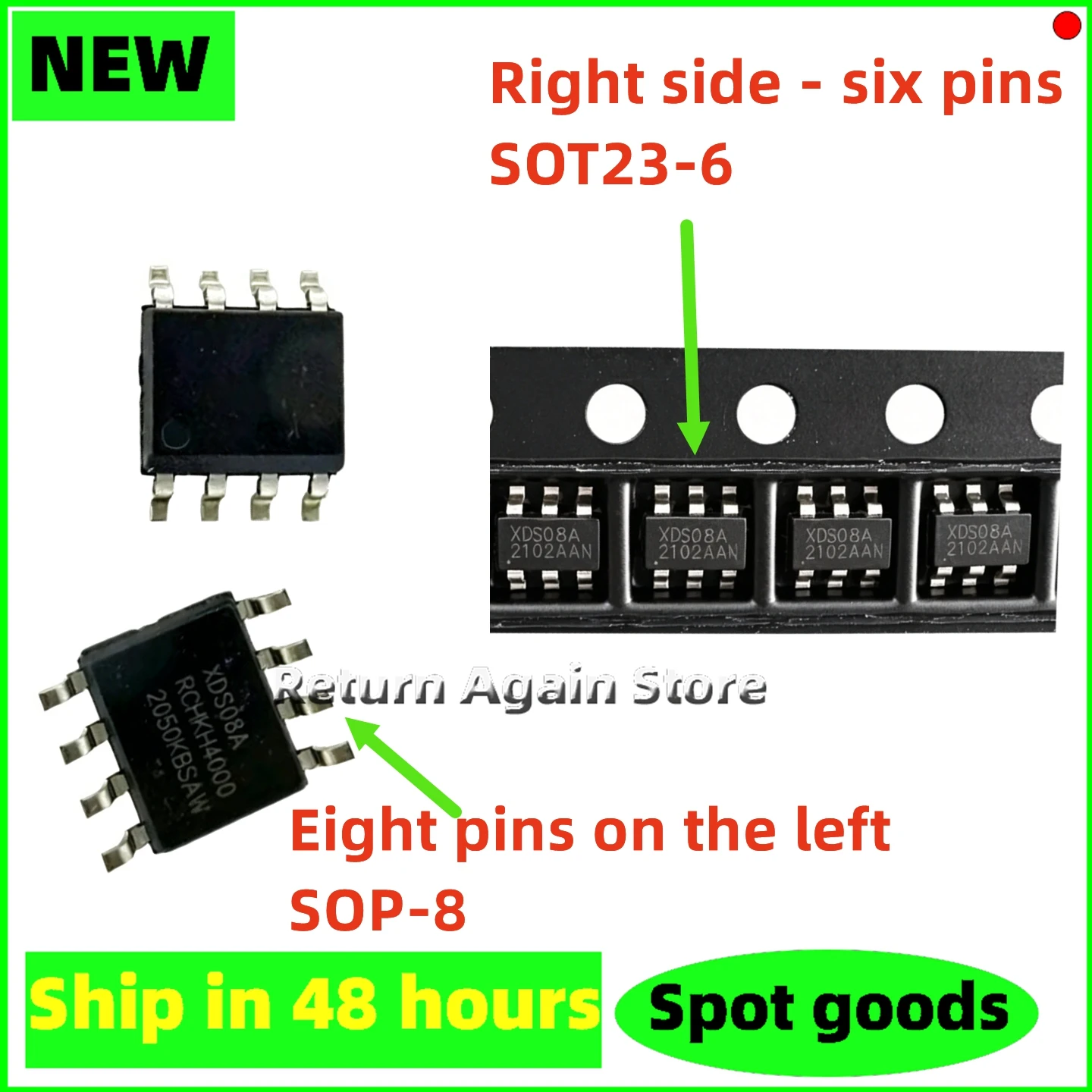 10PCS/LOT XDS08A power management IC, available in two package versions: 6-pin SMD SOT23-6 and 8-pin SMD SOP-8