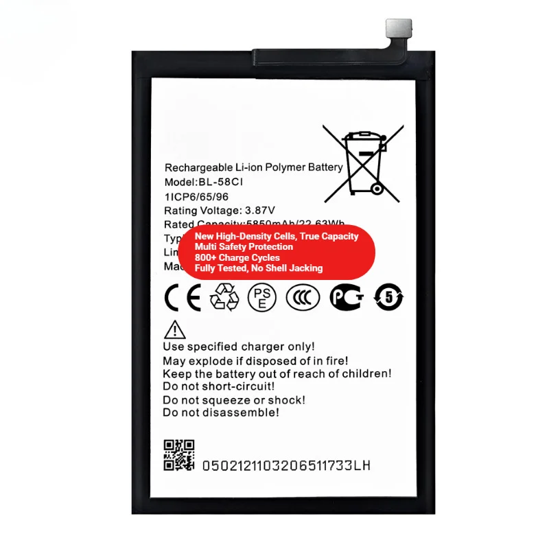 BL-58CI for Tecno Itel P40/P662L Phone Battery 0 Cycle High Quality Capacity Battery Replacement Bateria Grade A Cell with Tools