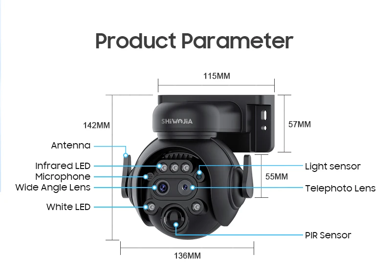 SHIWOJIA 4K 8MP 12X Zoom 4G Solar Security Cameras Wireless Outdoor 360° View Animal Monitoring Camouflage Color Battery PTZ Cam