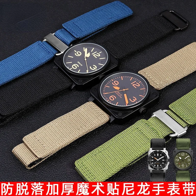 Nylon Watch Strap for Breitling Bell & Ross Thickened Nylon Watchband BR Hook and Loop Fastener Woven Belt 22mm Men