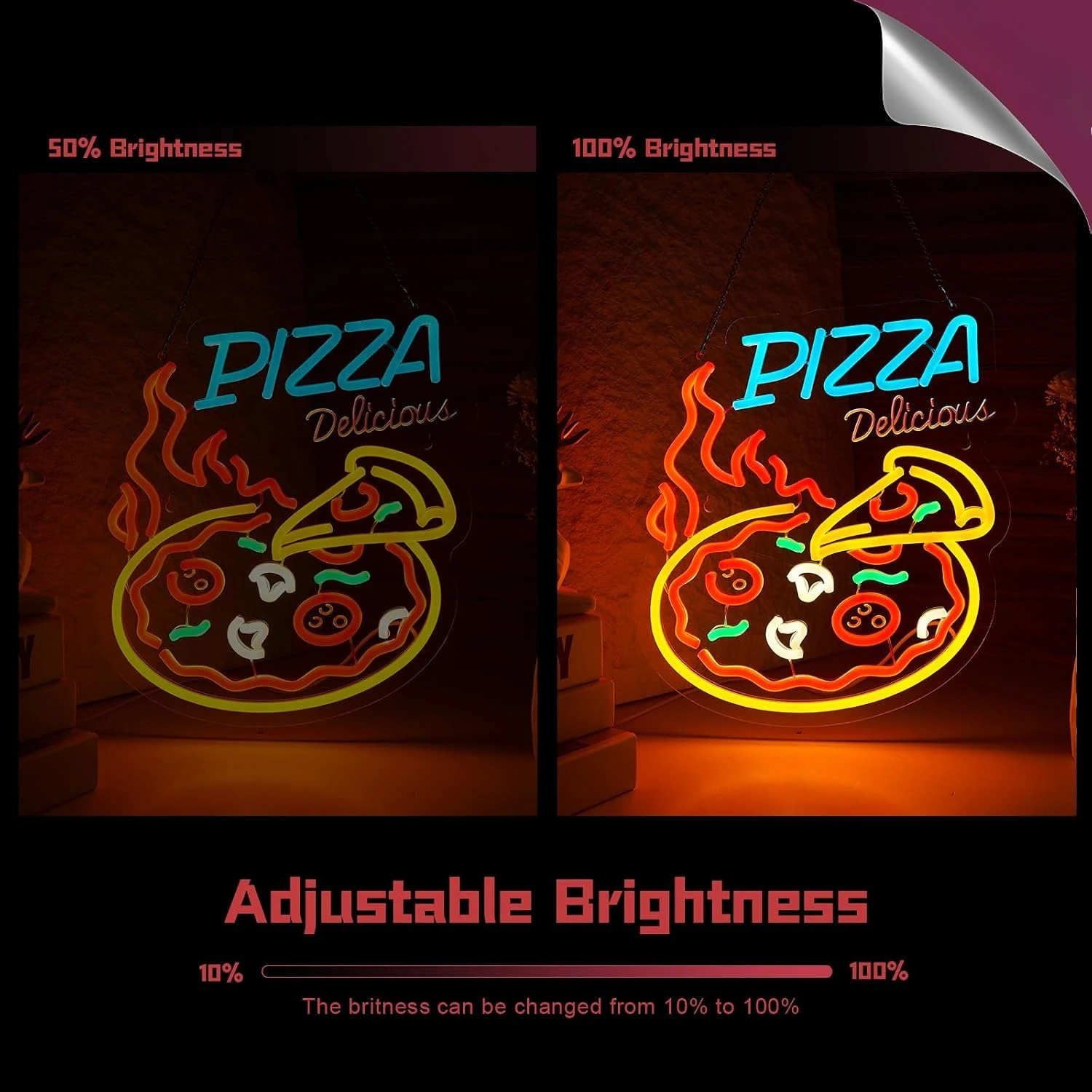 Lezzetli Pizza LED Neon Tabela - Commercial Kitchen Walls incelemesi ve fiyatı