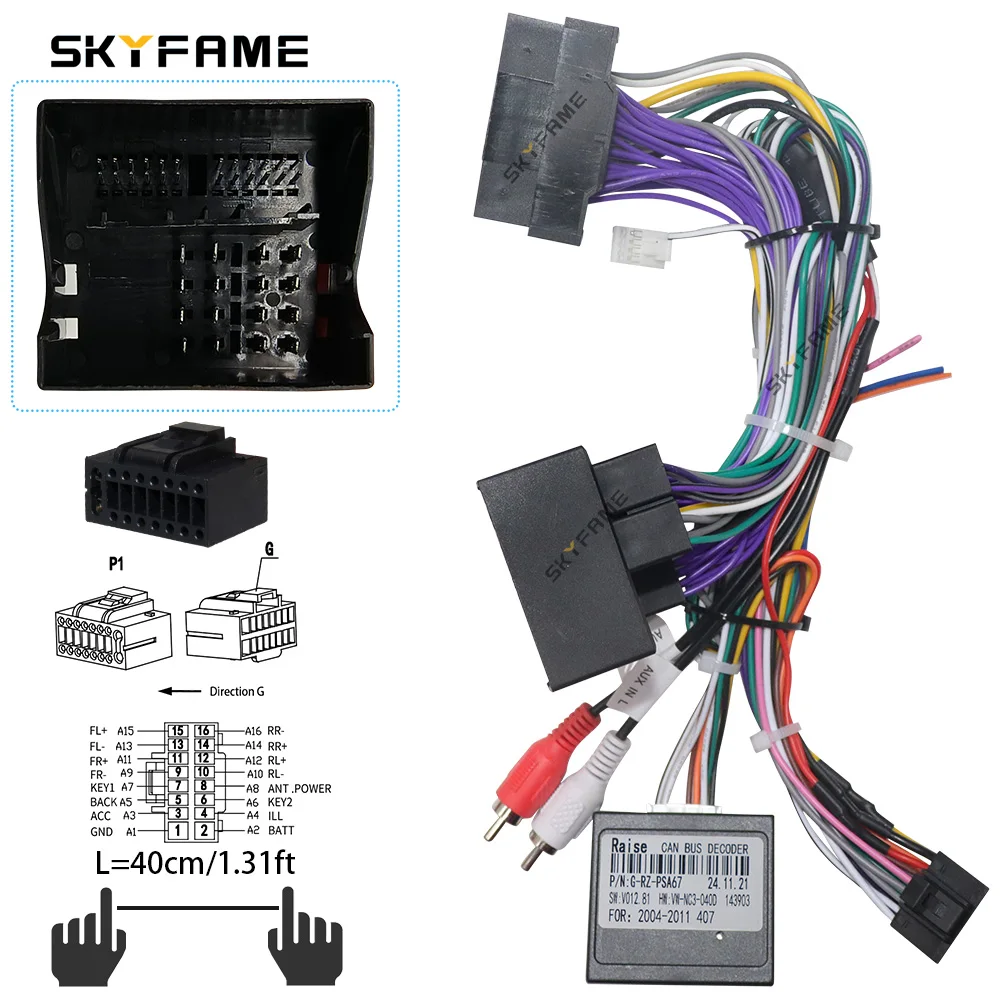 SKYFAME سيارة 16pin الأسلاك تسخير محول Canbus صندوق فك أندرويد راديو كابل الطاقة لبيجو 407 G-RZ-PSA67 PA12.20
