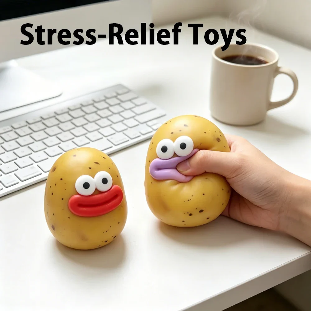 Niedliches Käse-Kartoffel-Squishy TPR Quetsch-Fidget-Stressabbau Kawaii Simulations-Lebensmittel Dekompressions-Spielzeug Schreibtisch-Geschenk zum Geburtstag für Schüler