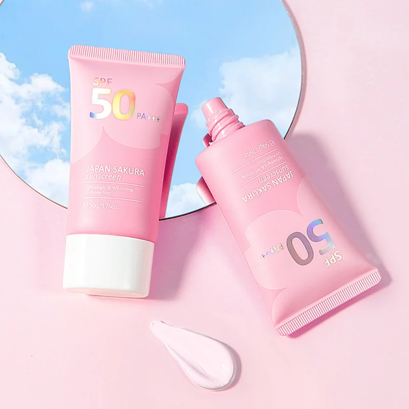 Japan Sakura Sunscreen Protector Solar Para Rostro Sunblock Blanquiadora Corporal Facial Creme Solaire Visage Spf 50 Suncream