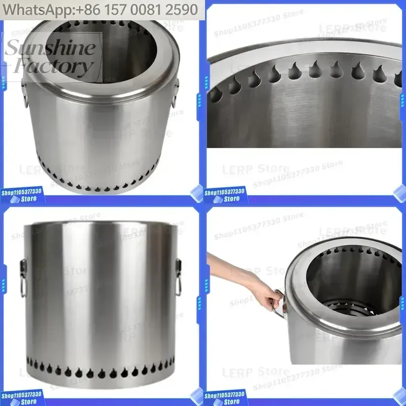 Large Outdoor Stainless Steel Smokeless Wood Stove for Garden Camping Bonfire Fabrication Services Product