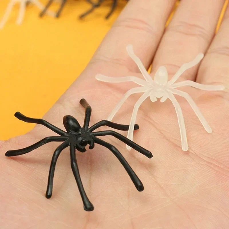 10Pcs Party DIY Decoration Halloween Luminous Rubber Fake Spider Plastic Figure Prank Funny Toy Home Party Decoration Gift