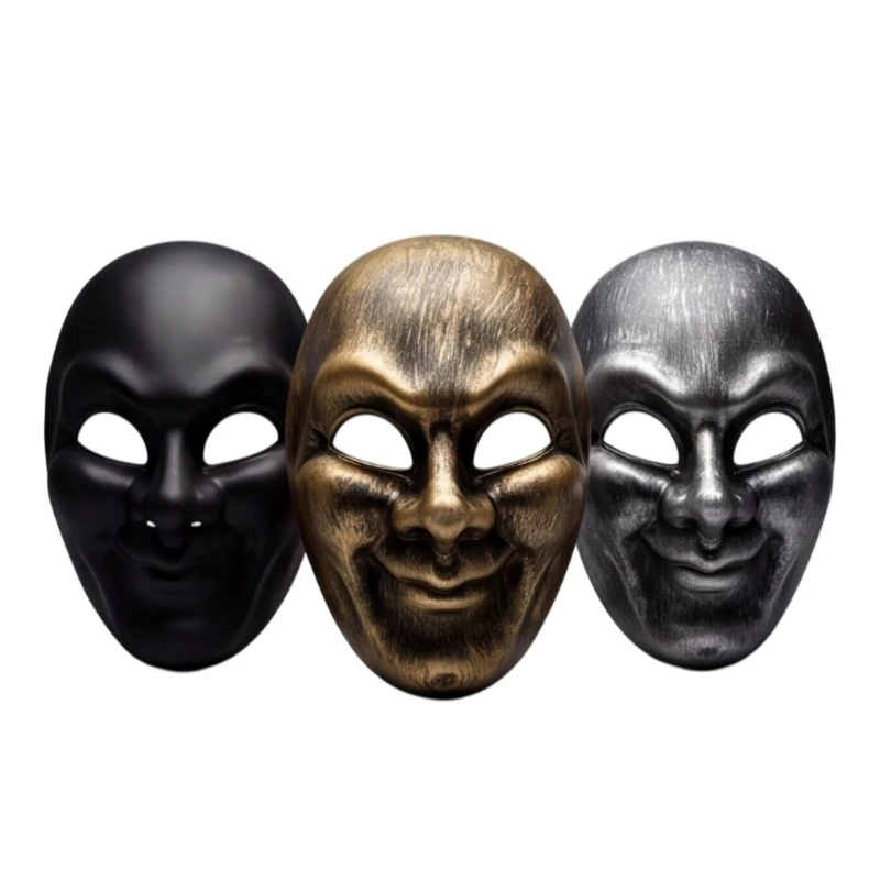 DXAE Prop Mask with Elastic Back Strap, Full Face Plastic Design for Parties, Stage Use, Holiday Photos