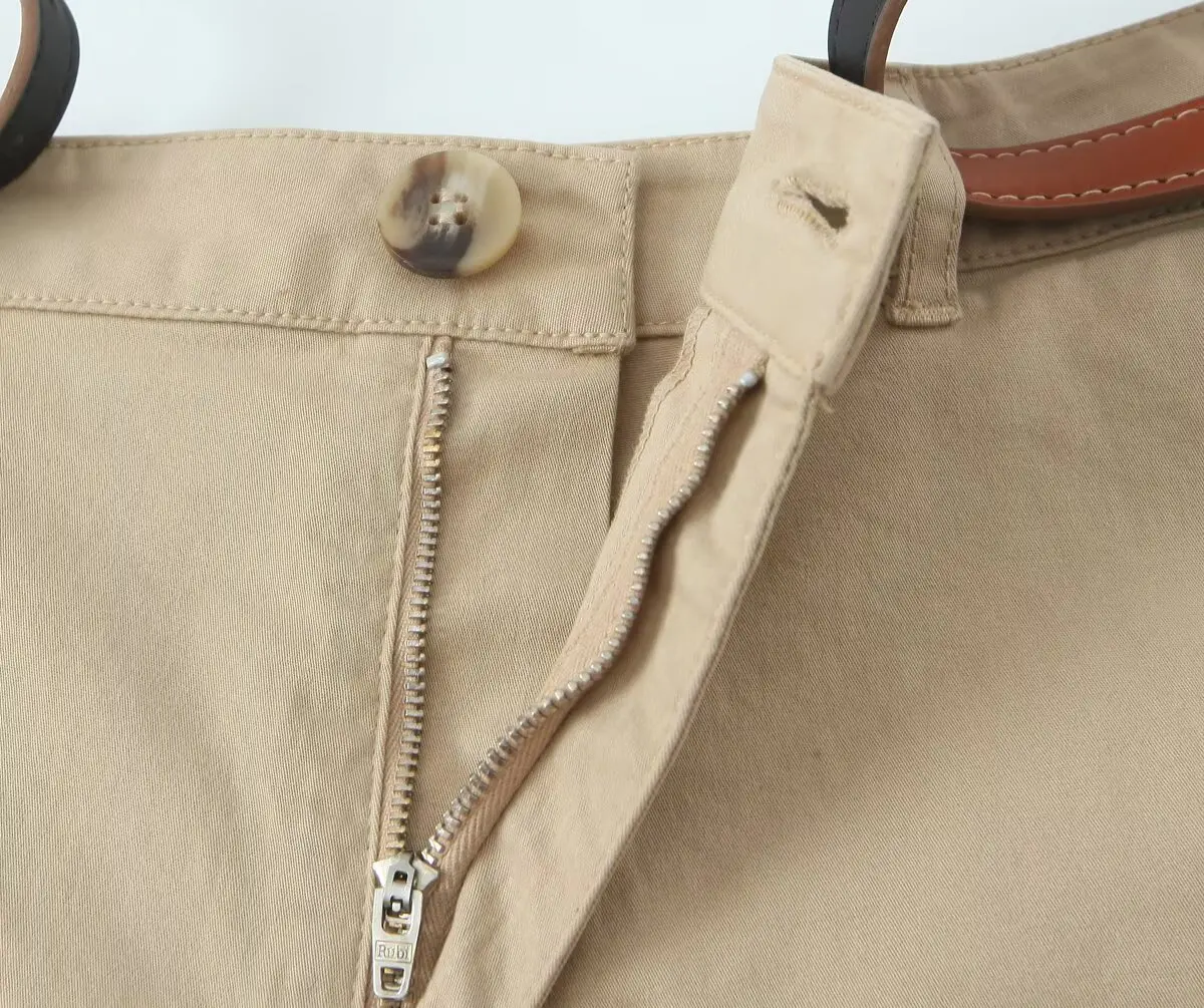 DiYiG النساء 2025 منتج جديد الصيف حزام عصري وأضعاف السراويل غير رسمية فريدة من نوعها سستة تنوعا الجانب جيب السراويل Mujer #6