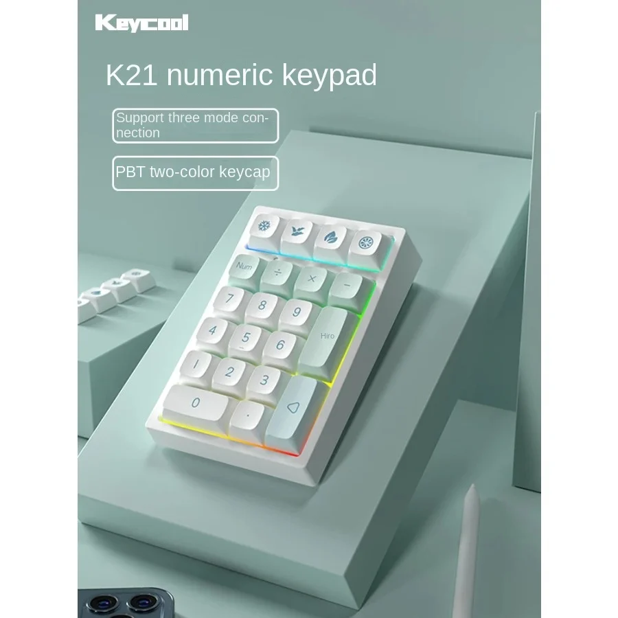 KEYCOOL K21 Finance Mechanical Keypad Keyboard Wireless Bluetooth Laptop  Numeric Accounting Tri-mode Gasket Wired Hot-swappable