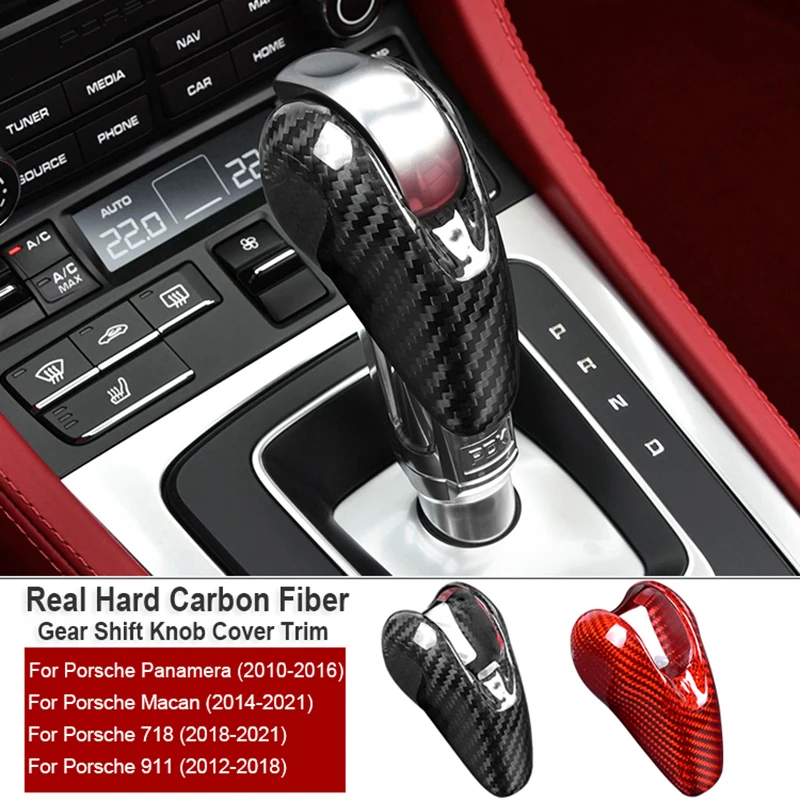 

Real Carbon Fiber Car Gear Shift Head Cover Trim For Porsche Macan 718 911 Panamera Cayman Boxster 2009-2016 Car Accessories
