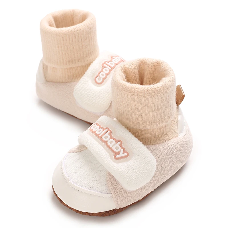 Cute Baby Color block Scarpe per bambini Scarpe basse da uomo e da donna Corda elastica antiscivolo Calzini caldi e confortevoli Scarpe 0-18M