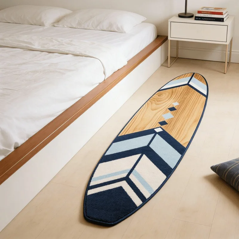 Creative Surfboard Felt Rug Faux Cashmere Soft Skin Friendly Floor Mat For Balcony Bedside Coffee Table Study Home Decoration