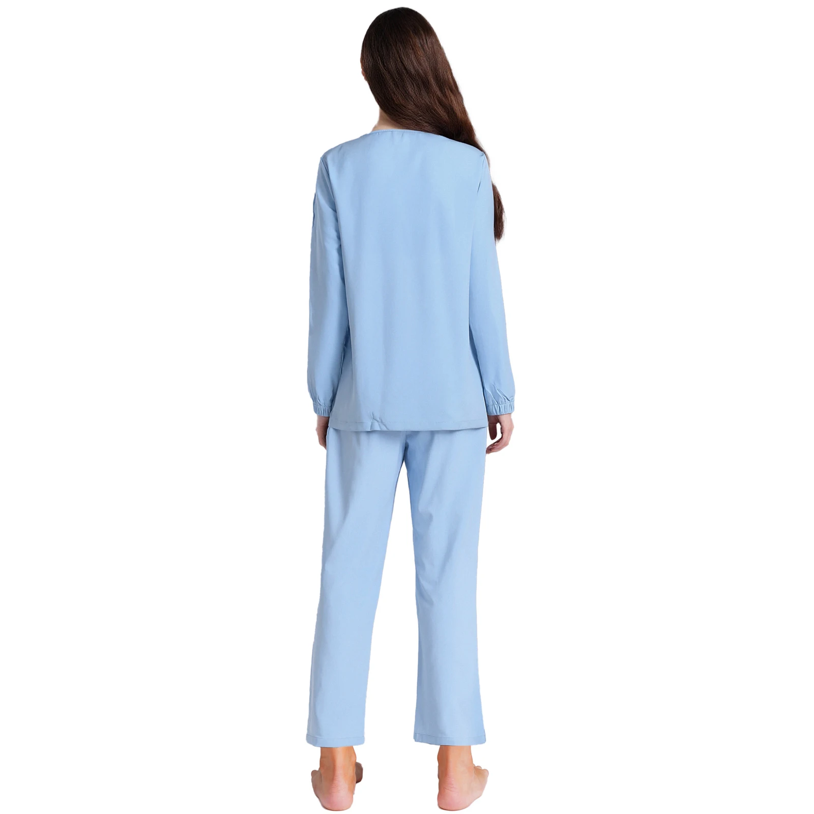 Tenue de gommage médical pour femmes, pull à manches longues avec poches et pantalons longs, ensembles de 2 pièces pour uniforme de chirurgien dentaire et d'allaitement