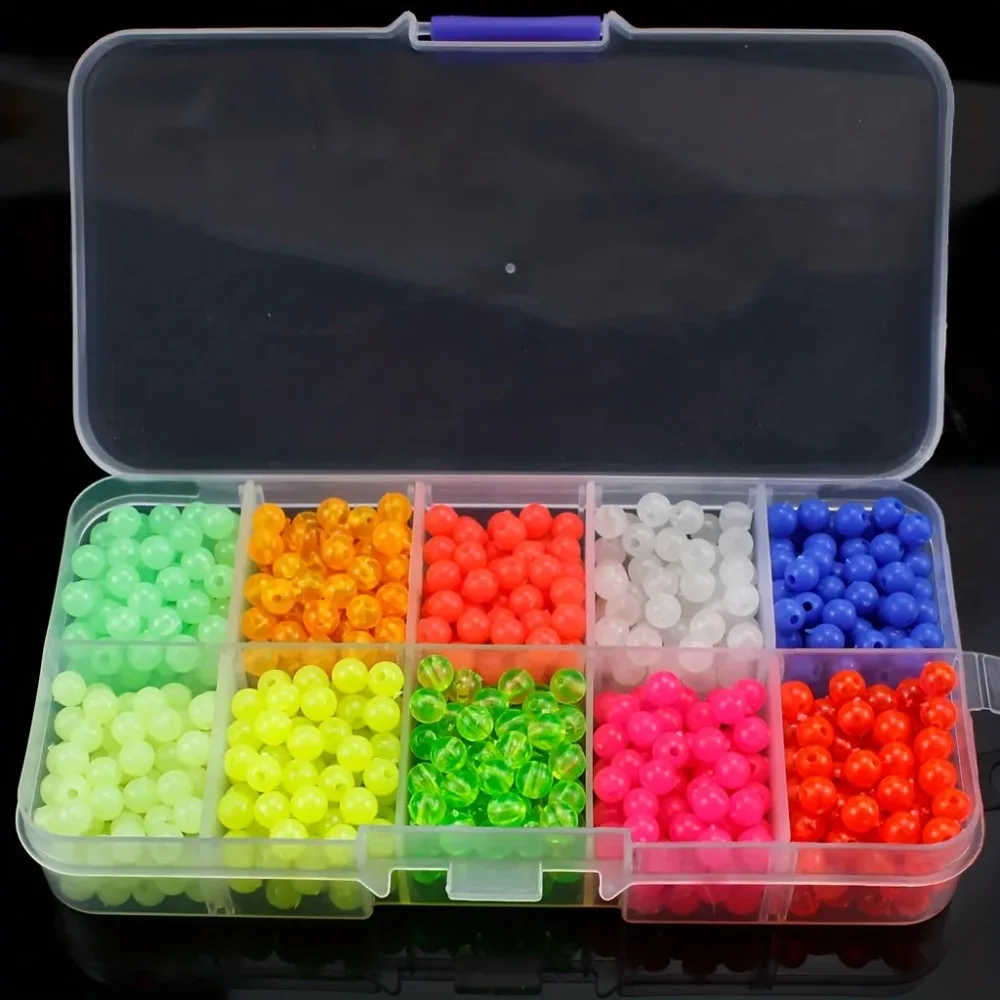 

1000pcs Luminous Fishing Space Beans Box - Glow-in-the-Dark Round Float Balls Stopper Rigging Beads for Tackle Lure Accessories