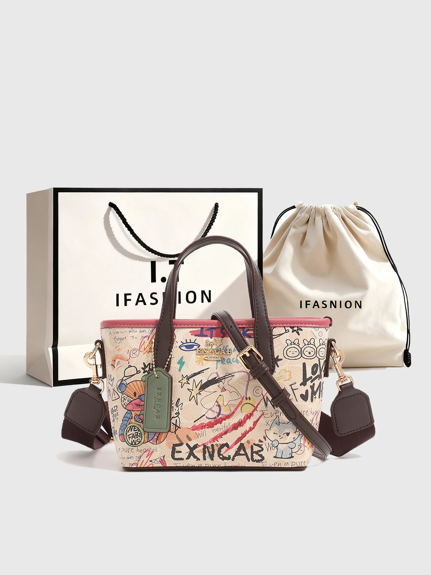 it-genuine-leather-graffiti-style-small-square-bag-women's-fashion-handbag-versatile-single-shoulder-slant-crossbody-bag