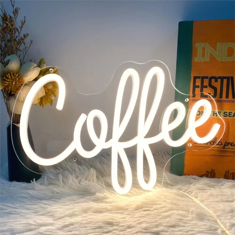 Coffee Neon Sign LED Neon Signs for Coffee Shop Custom Shop Signage for Coffee Drink Cafe Bar USB Powered Home Wall Decor Light