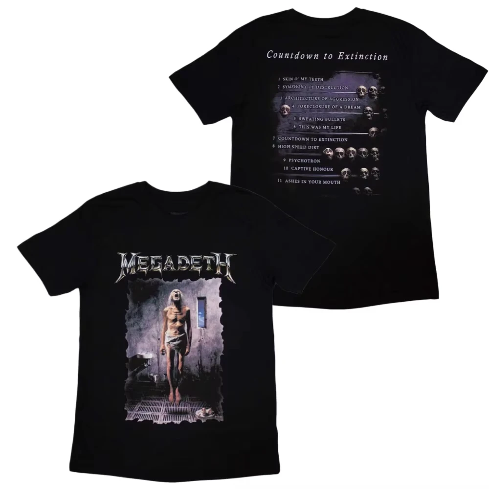 2026 Megadeth Countdown Pattern Printing T-Shirt Men Women T-shirt Summer Fashion Casual Street Hip-hop Classic T-shirt