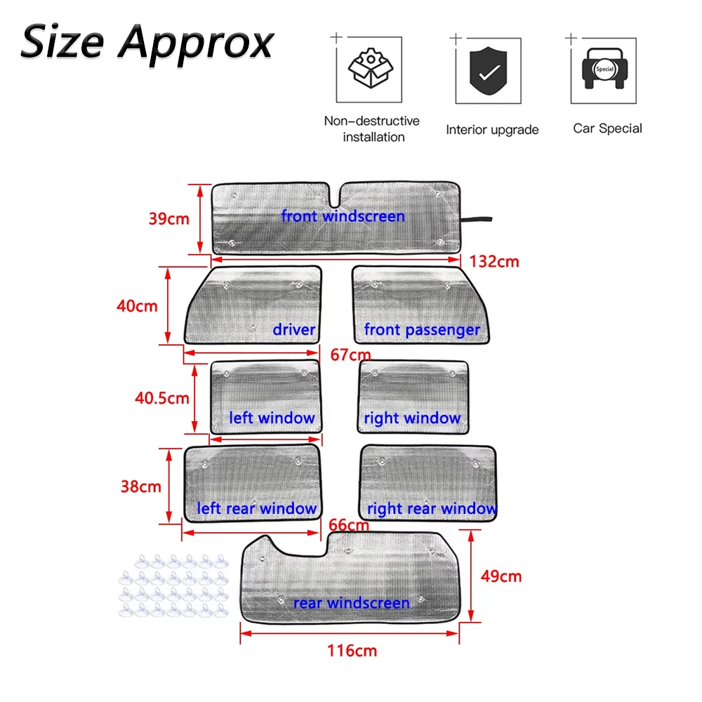 Front Rear Window Sunshade Cover Sun Visor Protector Anti-UV Insulation Pad for 2007-2017 4-door Jeep Wrangler JK Accessories