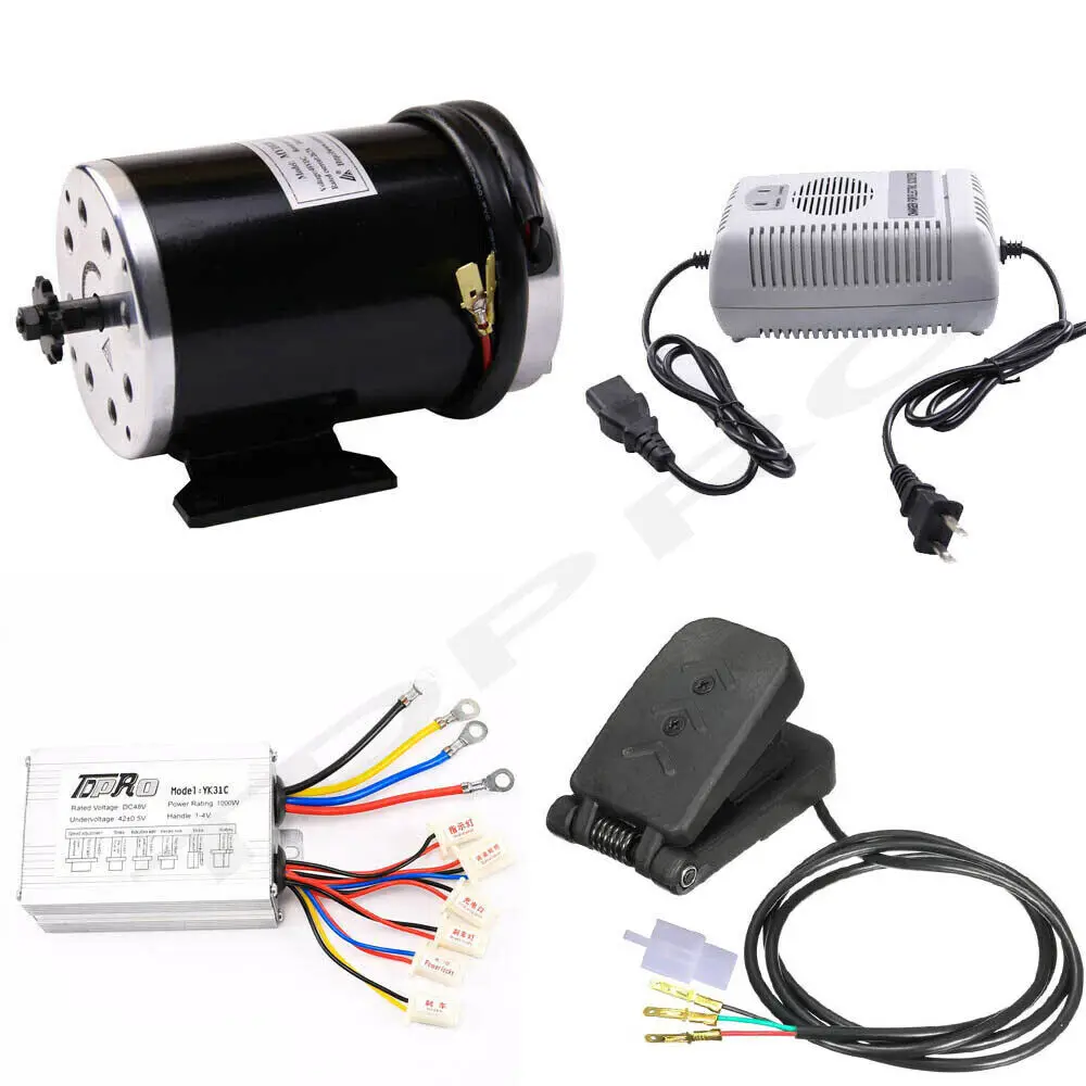 TDPRO 48V 1000W Brushed Electric Go Kart Motor Controller Foot Pedal Charger ATV