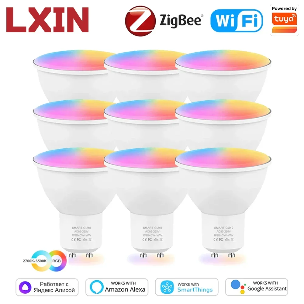 5W ZigBee GU10 Tuya WIFI LED Bulb 450LM Color adjustable Light RGB C+W Dimmable Lamp Smart Life APP Control Voice Alexa Google