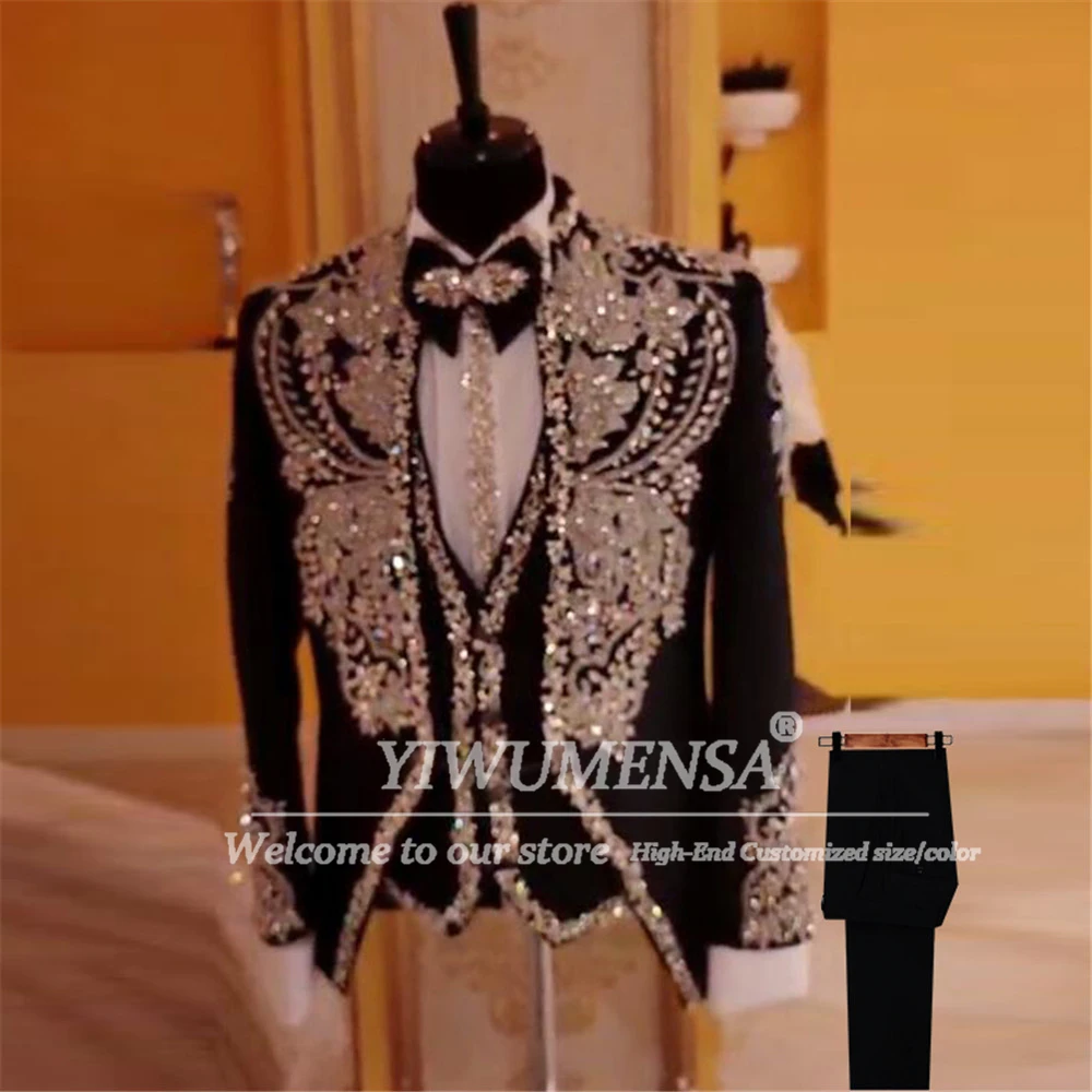 

Металлические ювелирные изделия с камнями, орнаментом, костюм, мужской комплект из 3 предметов, эксклюзивный дизайн, смокинги для жениха, банкета, вечеринки, свадьбы по индивидуальному заказу