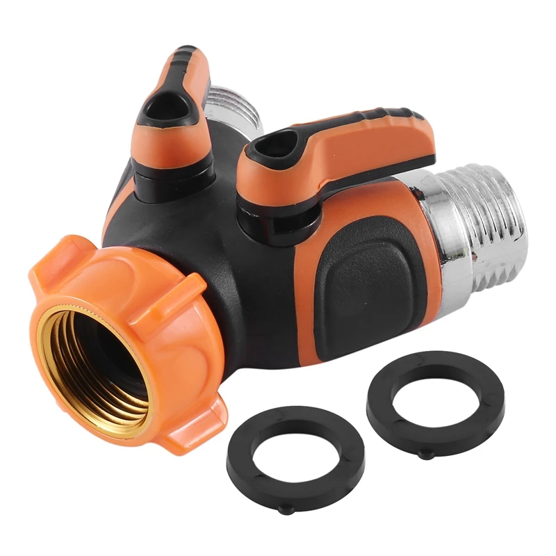 

HOT! 2 Way Garden Hose Splitter, Splitter Valve For Garden Hose With Heavy Garden Hose Outlet Splitter With 2 Washers