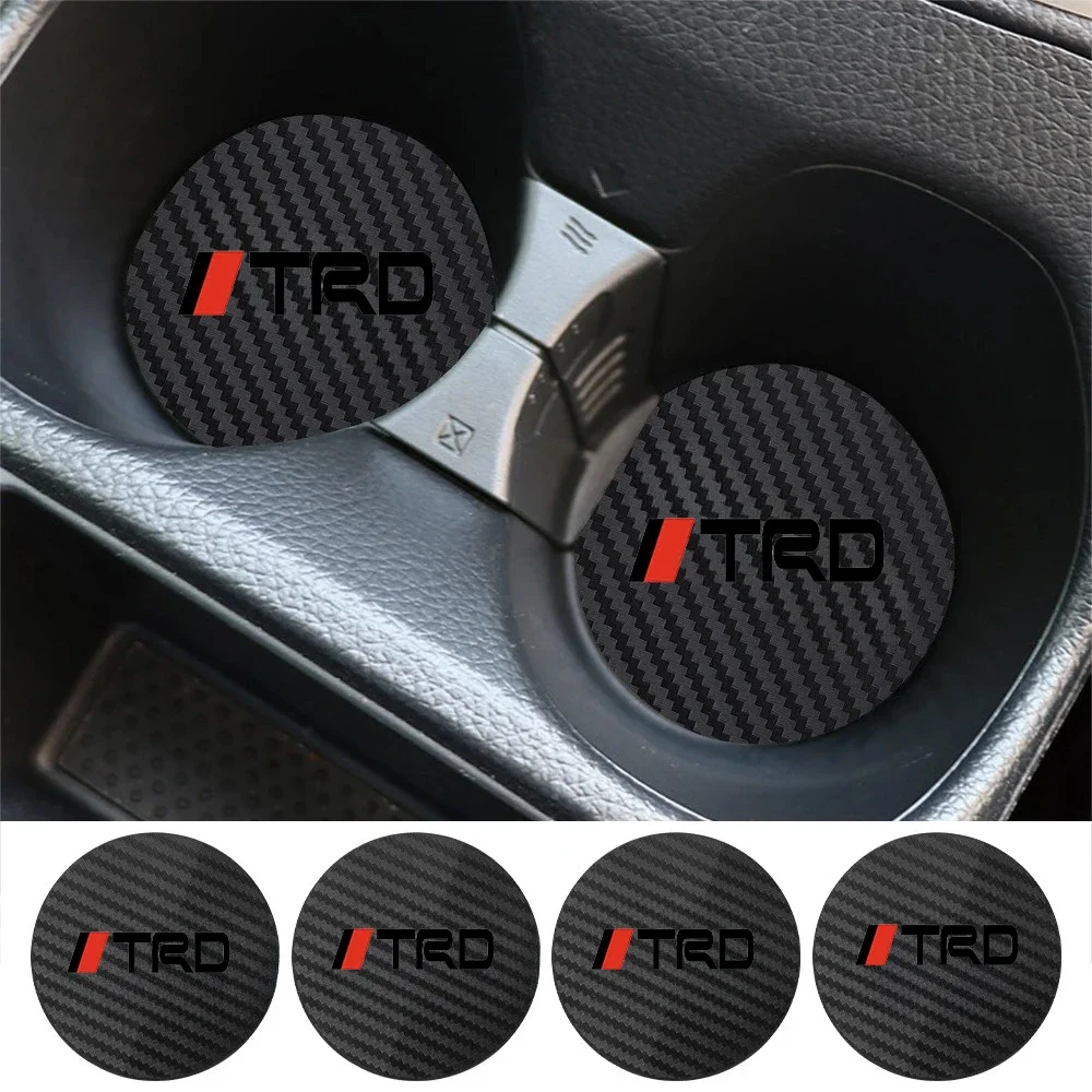 Car Coaster Water Cup Bottle Holder Anti-slip Pad Waterproof Mat Auto For Toyota TRD Logo Corolla Chr Avensis Yaris