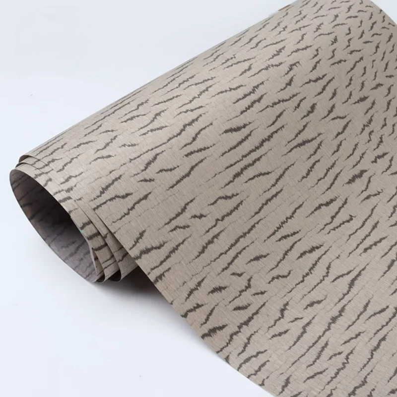 250X58cm Wide Tiger Stripes Gray Burled Tech Wood Veneer for Furniture and Feature Wall Decor Projects DIY Cabinet Panels Veneer