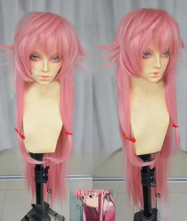 The Future Diary Pink Mirai Nikki 80cm Long Peach Yuno Gasai Heat Resistant Hair Cosplay Costume Wig